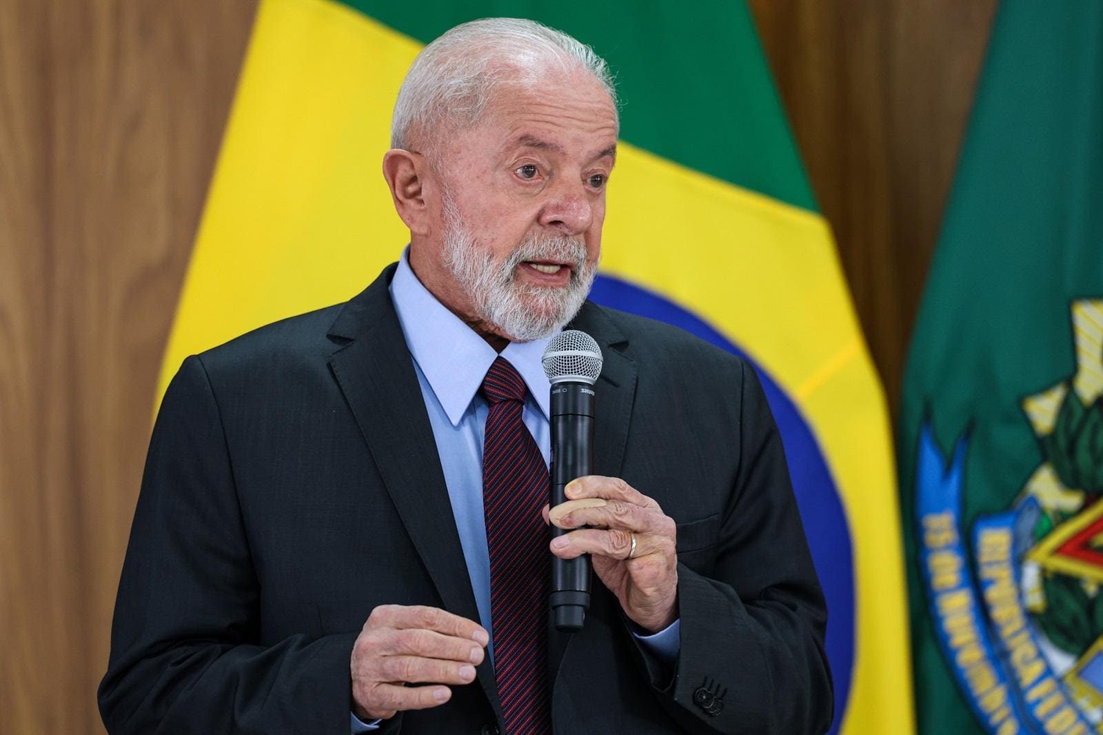 O presidente Lula em café com jornalistas no Palácio do Planalto, em 23 de abril de 2024