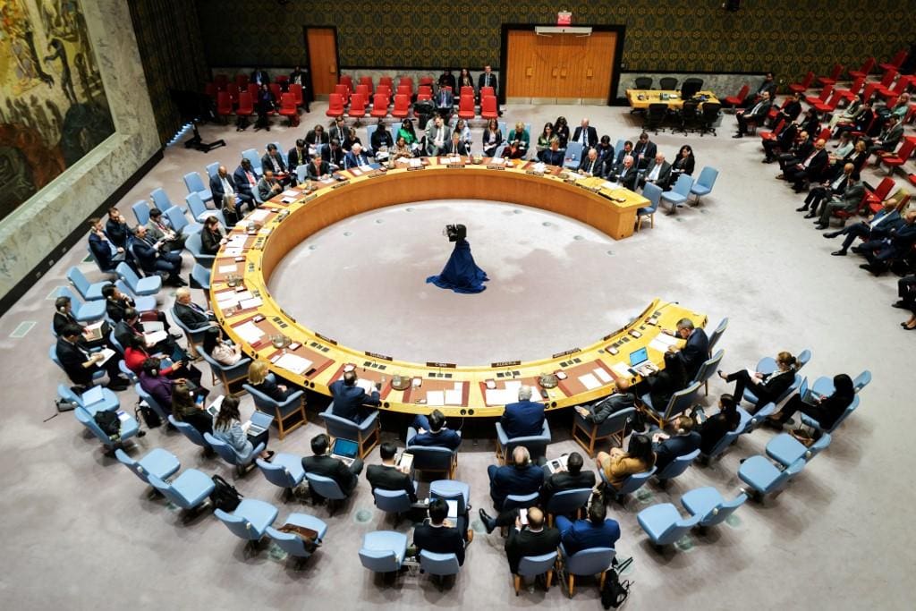 Reunião do Conselho de Segurança das Nações Unidas sobre a UNRWA, na sede da ONU em Nova York, em 17 de abril de 2024