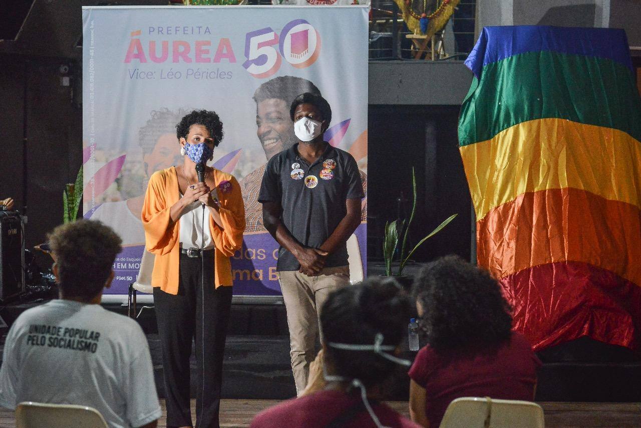 Áurea Carolina (PSOL) e Léo Péricles(UP) em agenda com movimentos LGBTQIA+