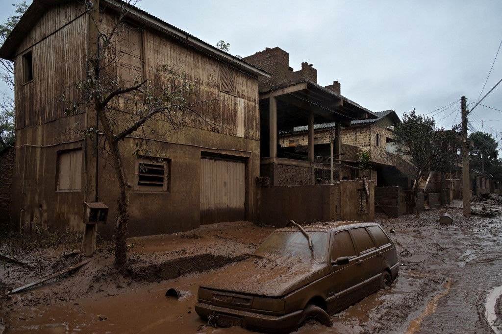 Bairro de Lajeado, no Rio Grande do Sul, desvastado pela enchente. Foto: Nelson Almeida/AFP